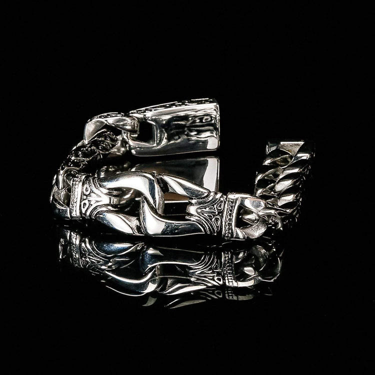 WorldNorse Retro Totem Celtic Knot Chunky Curb Link Bracelet