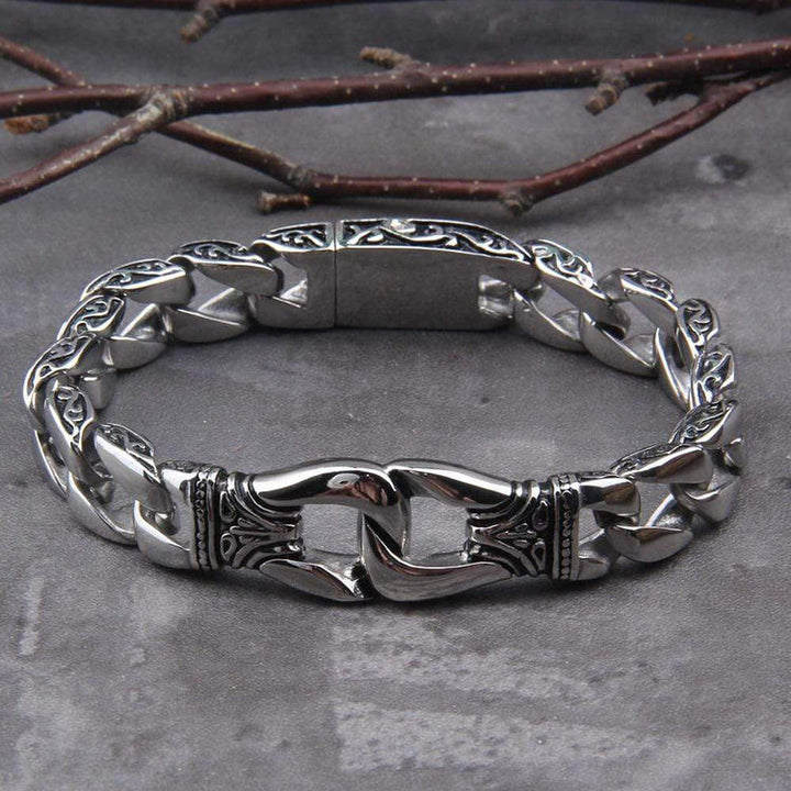 WorldNorse Retro Totem Celtic Knot Chunky Curb Link Bracelet