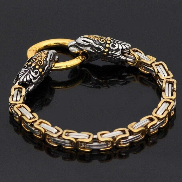 WorldNorse Men's Double Wolf Head Animal Bracelet - image 8