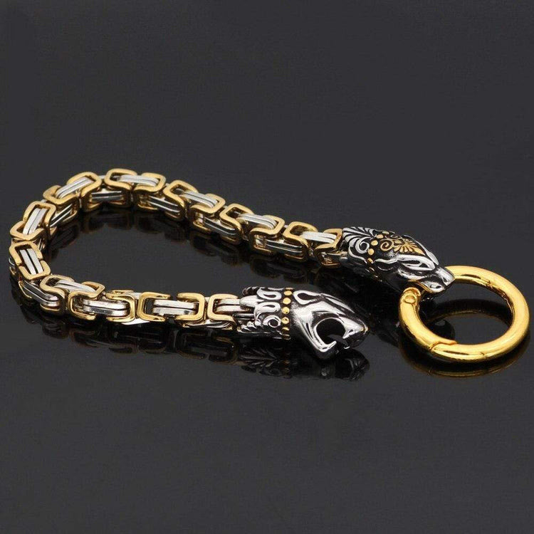 WorldNorse Men's Double Wolf Head Animal Bracelet - image 9