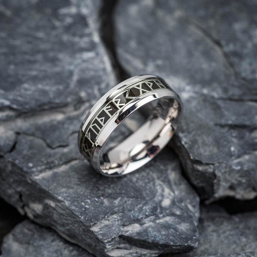 WorldNorse Norse Elder Futhark Rune Ring - Silver - UK Size Z（US 13) - image 0