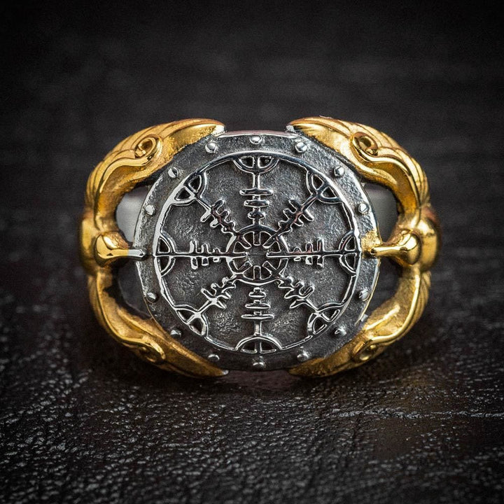 WorldNorse Viking Odin Raven & Helm Of Awe Ring