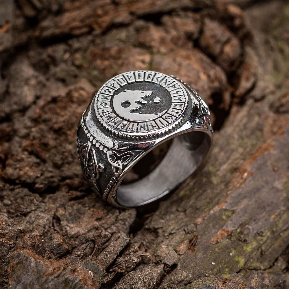 WorldNorse Viking Signet Wolf Rune Ring - UK Size Z（US 13) - image 0