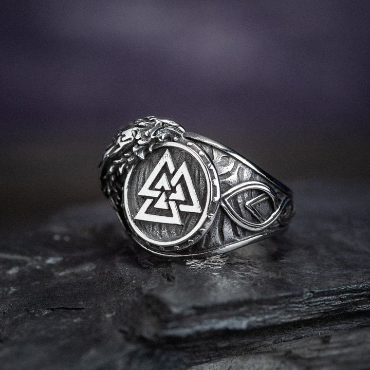 WorldNorse Men's Viking Raven And Valknut Ring - UK Size Z（US 13) - image 0