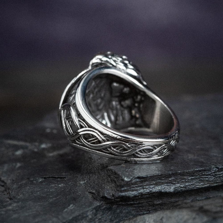 WorldNorse Men's Viking Raven And Valknut Ring - image 2