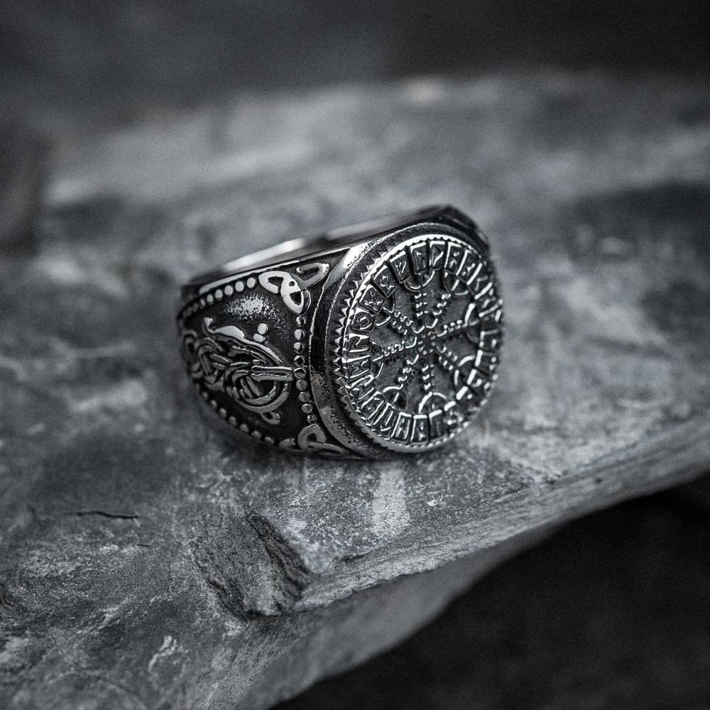 WorldNorse Helm Of Awe Rune And Triquetra Amulet Ring - UK Size Z（US 13) - image 0