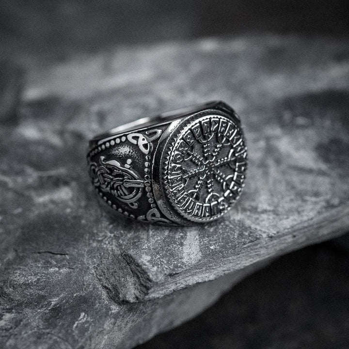 WorldNorse Helm Of Awe Rune And Triquetra Amulet Ring - UK Size Z（US 13) - image 0