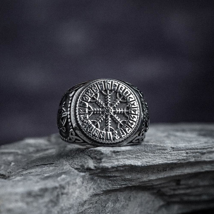 WorldNorse Helm Of Awe Rune And Triquetra Amulet Ring - image 3