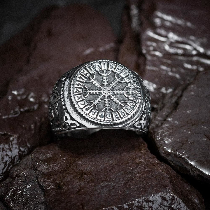 WorldNorse Helm Of Awe Rune And Triquetra Amulet Ring - image 5