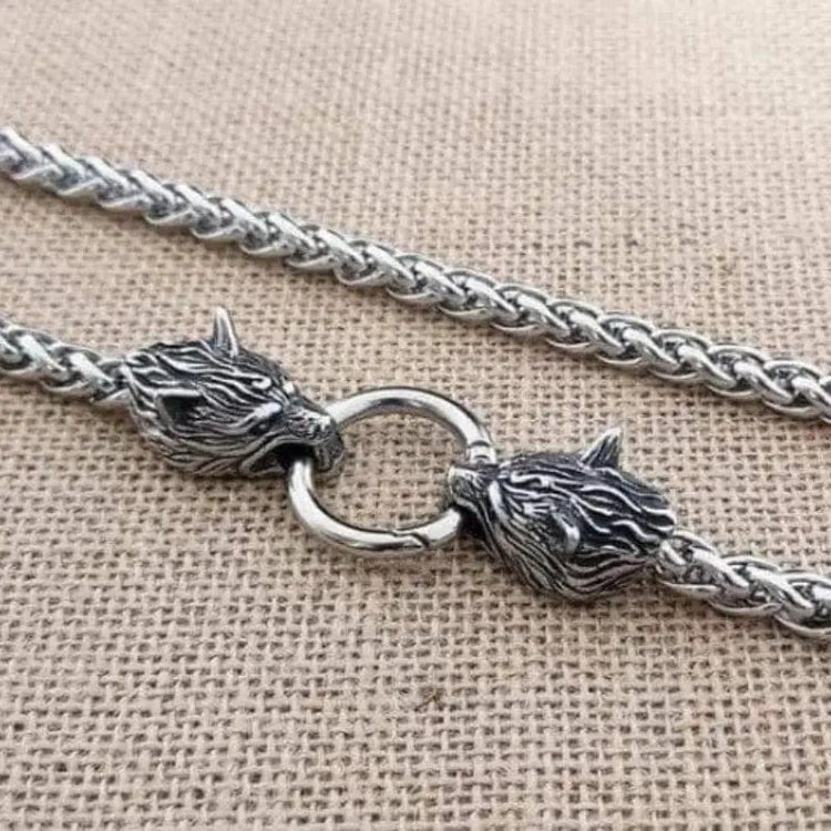 WorldNorse Vintage Viking Mjolnir With Wolves Necklace & Bracelet