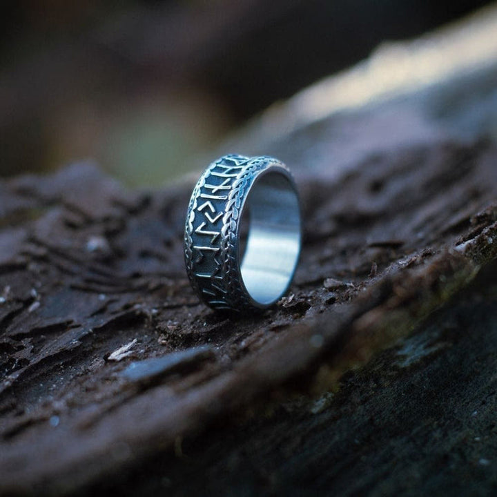WorldNorse Antique Viking Rune and Knot Ring in Stainless Steel - UK Size Z（US 13) - image 0