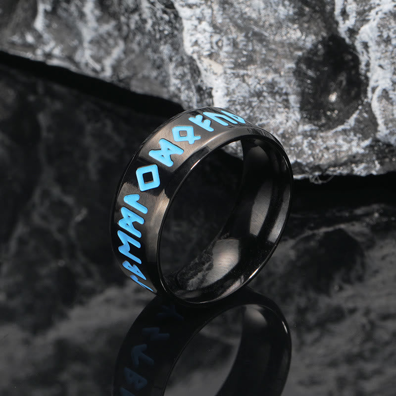 WorldNorse Inner Arc Mirror Etching Nordic Rune Ring - Black - UK Size Z（US 13) - image 1