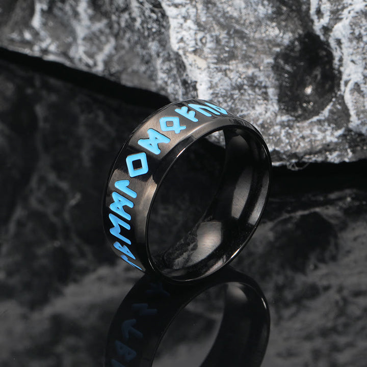 WorldNorse Inner Arc Mirror Etching Nordic Rune Ring - Black - UK Size Z（US 13) - image 1