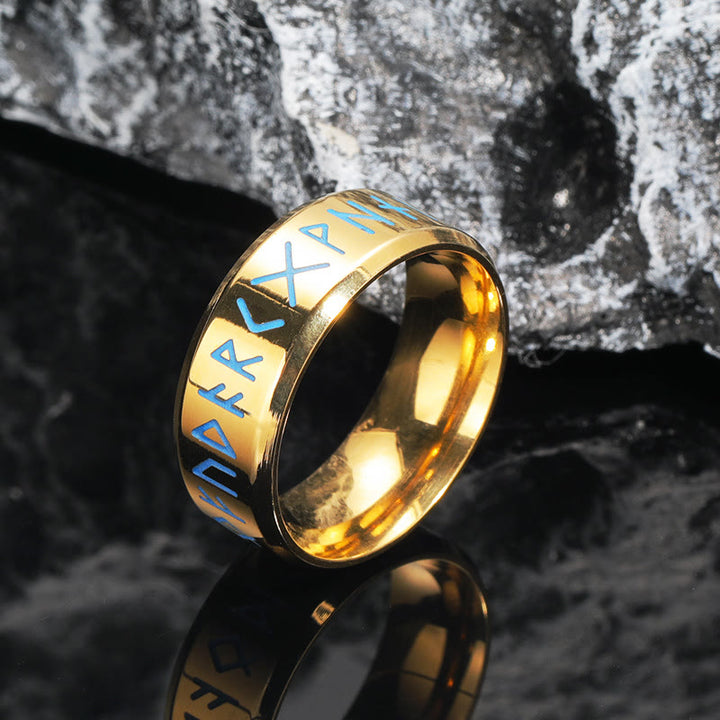 WorldNorse Inner Arc Mirror Etching Nordic Rune Ring - Gold - UK Size Z（US 13) - image 2