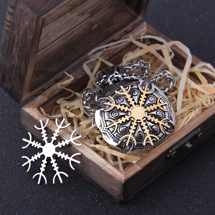 WorldNorse The Helm Of Awe Protection Strength Viking Necklace - Silver & Gold - image 0