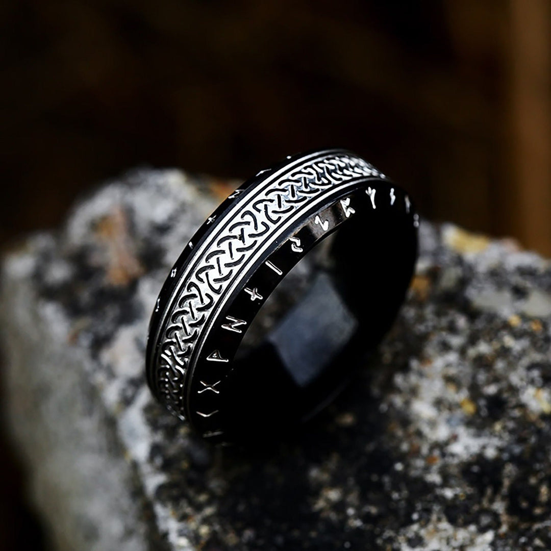 WorldNorse "War God" - Rune Norse Engraved Words Viking Ring - Black - UK Size Z（US 13) - image 3
