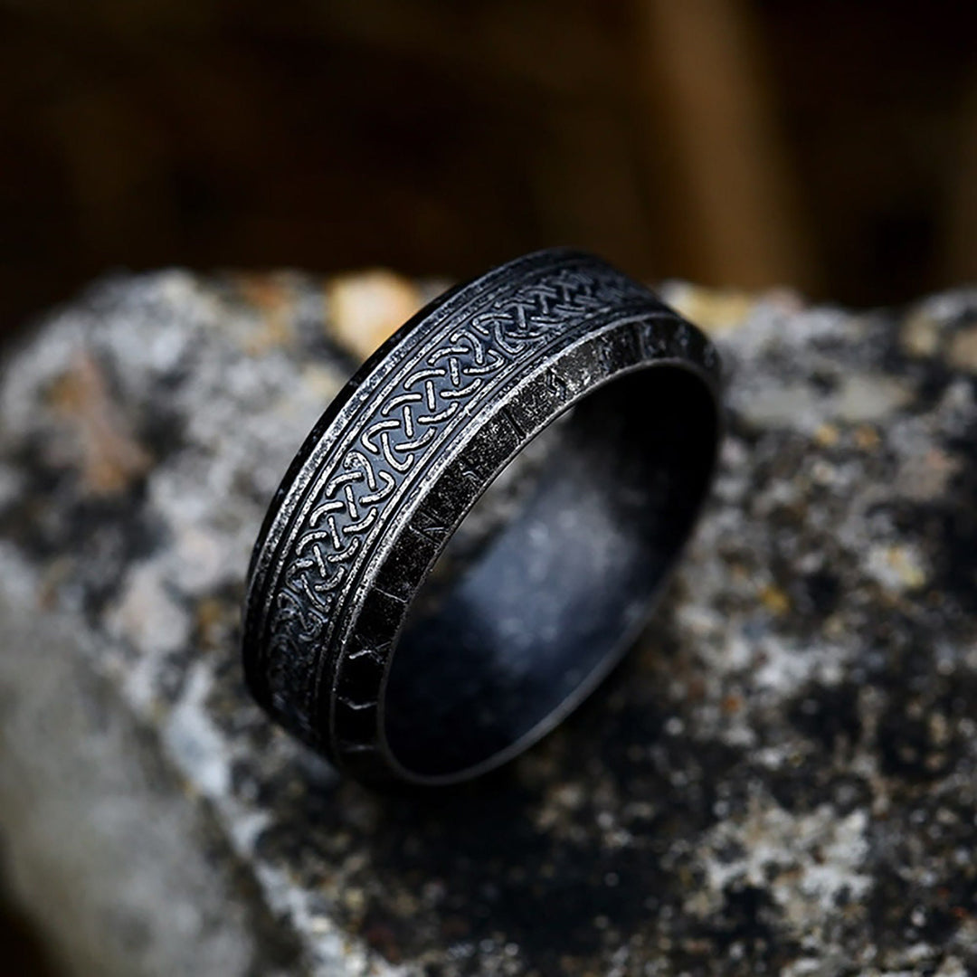WorldNorse "War God" - Rune Norse Engraved Words Viking Ring - Retro Black - UK Size Z（US 13) - image 2
