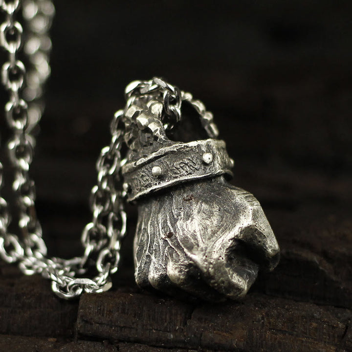 WorldNorse Powerful Fist of Fate Hammering Gesture Necklace