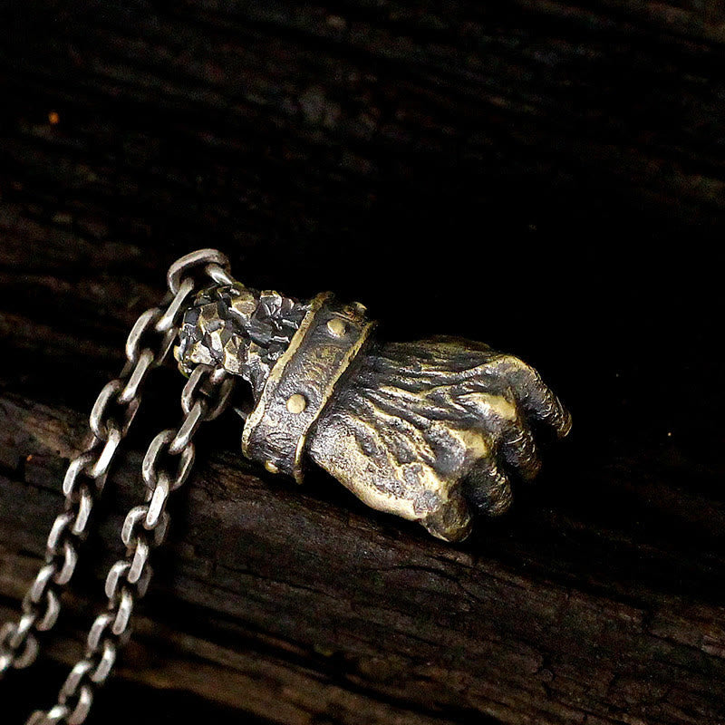 WorldNorse Powerful Fist of Fate Hammering Gesture Necklace