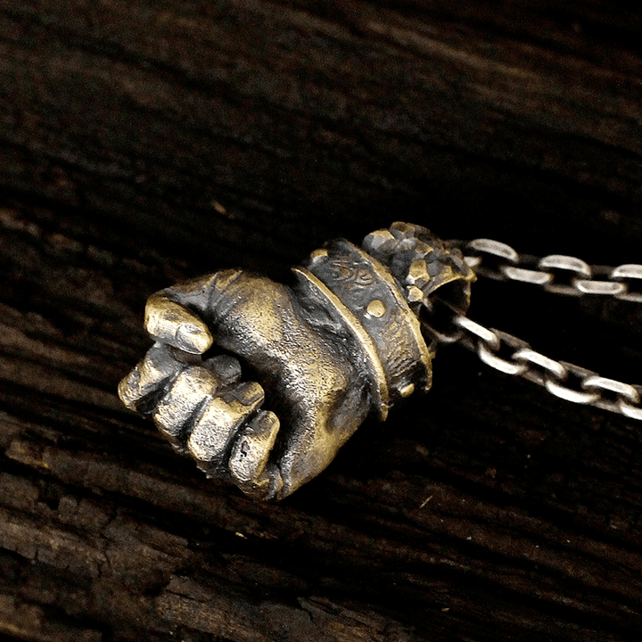 WorldNorse Powerful Fist of Fate Hammering Gesture Necklace