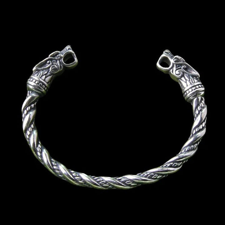 WorldNorse Viking Dual Color Fenrir Wolf Head Twisted Bracelet - image 1