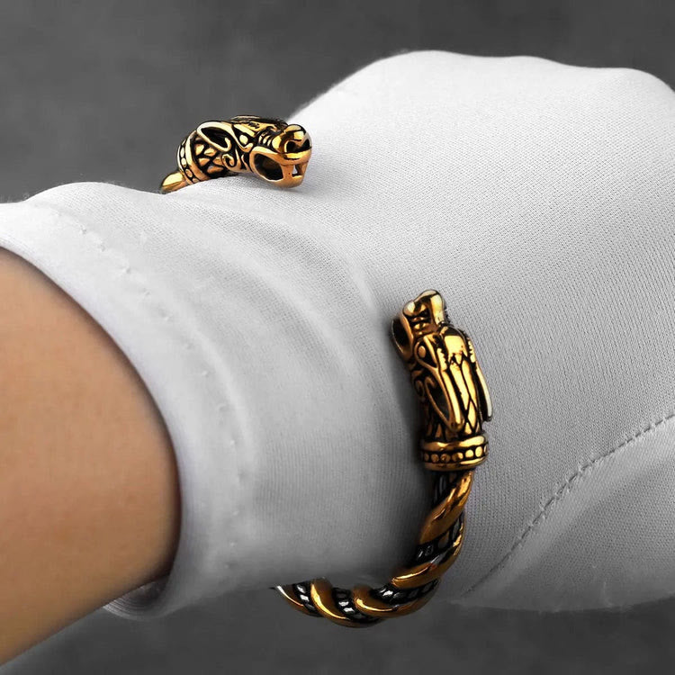 WorldNorse Viking Dual Color Fenrir Wolf Head Twisted Bracelet - image 8