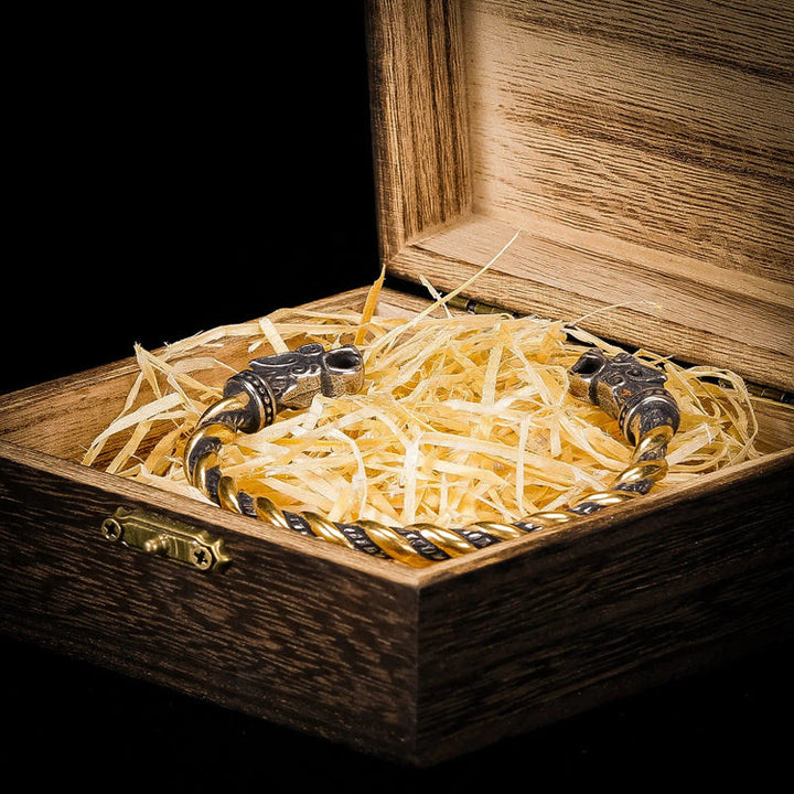 WorldNorse Viking Dual Color Fenrir Wolf Head Twisted Bracelet - image 6