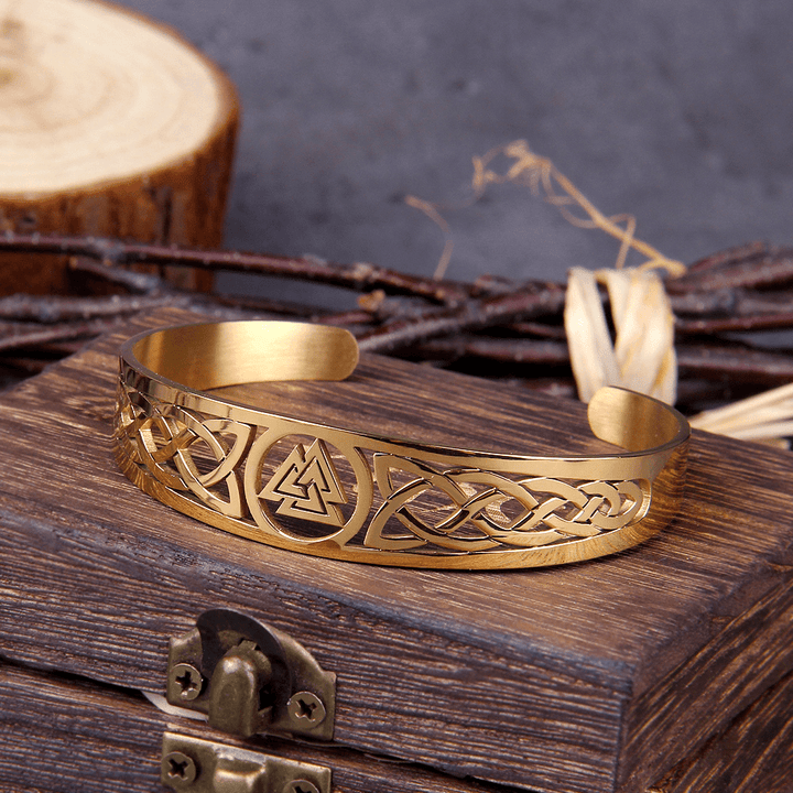 WorldNorse Valknut And Celtic Knot Symbol Bracelet - Gold - image 6
