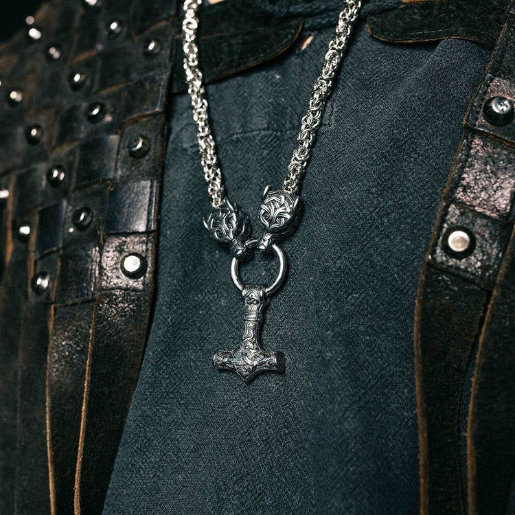 WorldNorse Wolves And Mjolnir's Power Necklace - image 1