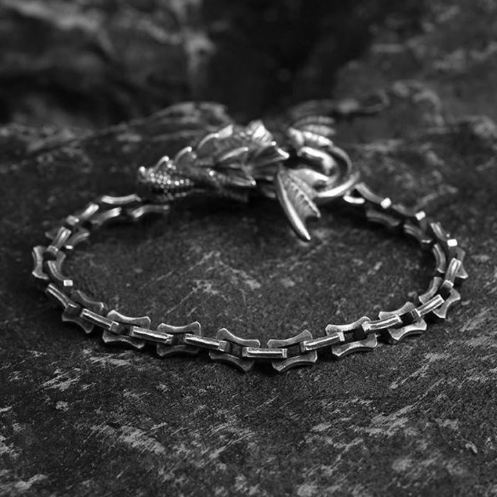 WorldNorse Gothic Style Dragon Bone Chain Dragon Head Bracelet