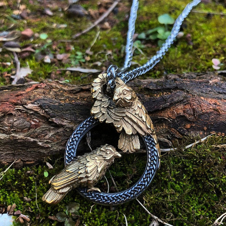 WorldNorse Handmade Odin's Ravens Huginn and Muninn Necklace - image 3