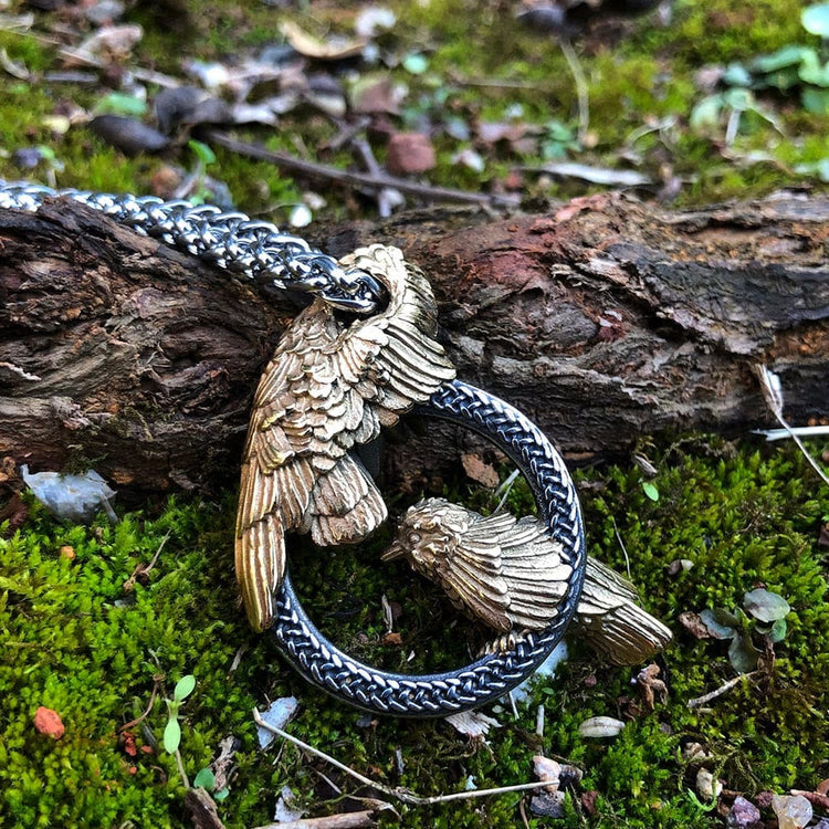 WorldNorse Handmade Odin's Ravens Huginn and Muninn Necklace - image 1