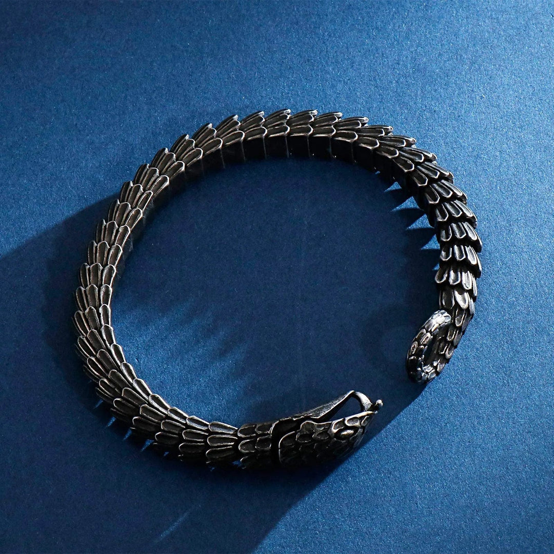 WorldNorse Retro Black Snake Scale Bangle Bracelet