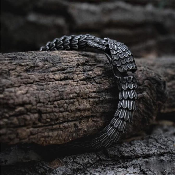 WorldNorse Retro Black Snake Scale Bangle Bracelet