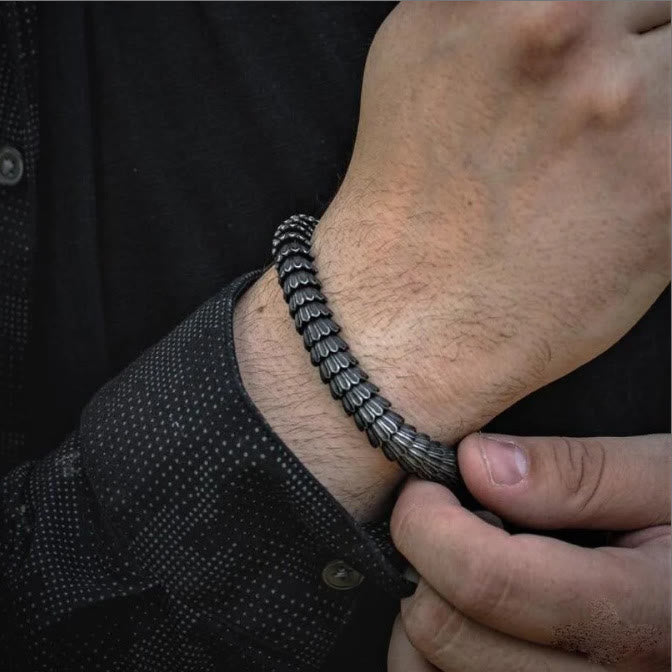 WorldNorse Retro Black Snake Scale Bangle Bracelet
