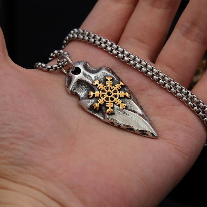 WorldNorse Viking Arrowhead Helm Of Awe Shield Necklace
