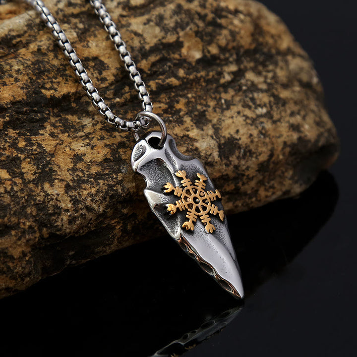 WorldNorse Viking Arrowhead Helm Of Awe Shield Necklace