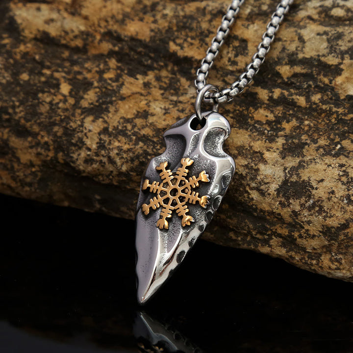 WorldNorse Viking Arrowhead Helm Of Awe Shield Necklace