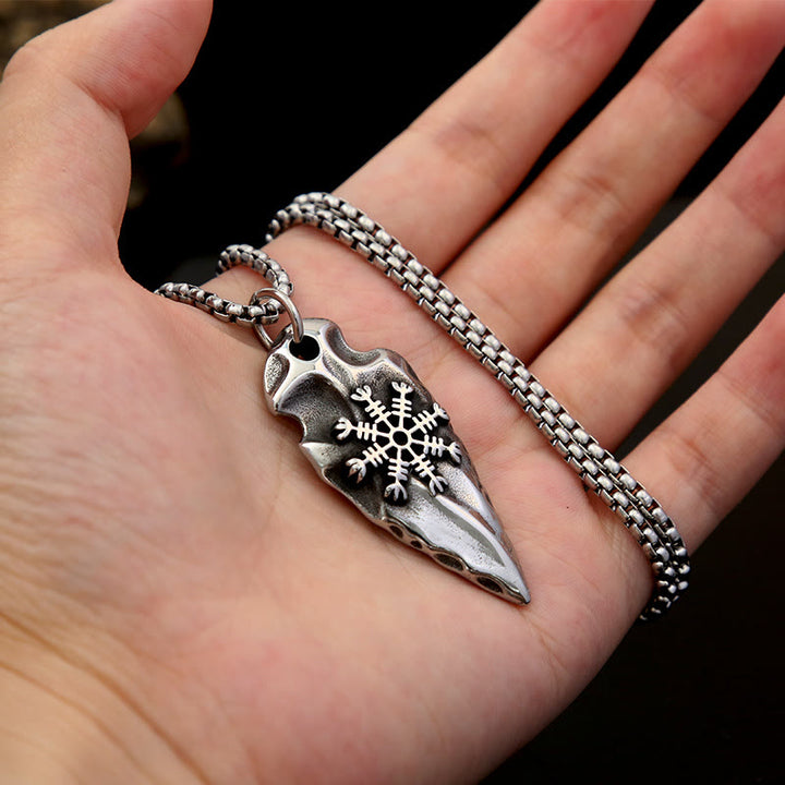 WorldNorse Viking Arrowhead Helm Of Awe Shield Necklace