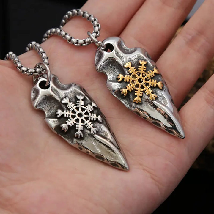 WorldNorse Viking Arrowhead Helm Of Awe Shield Necklace