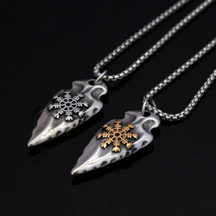 WorldNorse Viking Arrowhead Helm Of Awe Shield Necklace