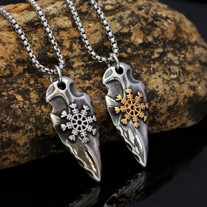 WorldNorse Viking Arrowhead Helm Of Awe Shield Necklace