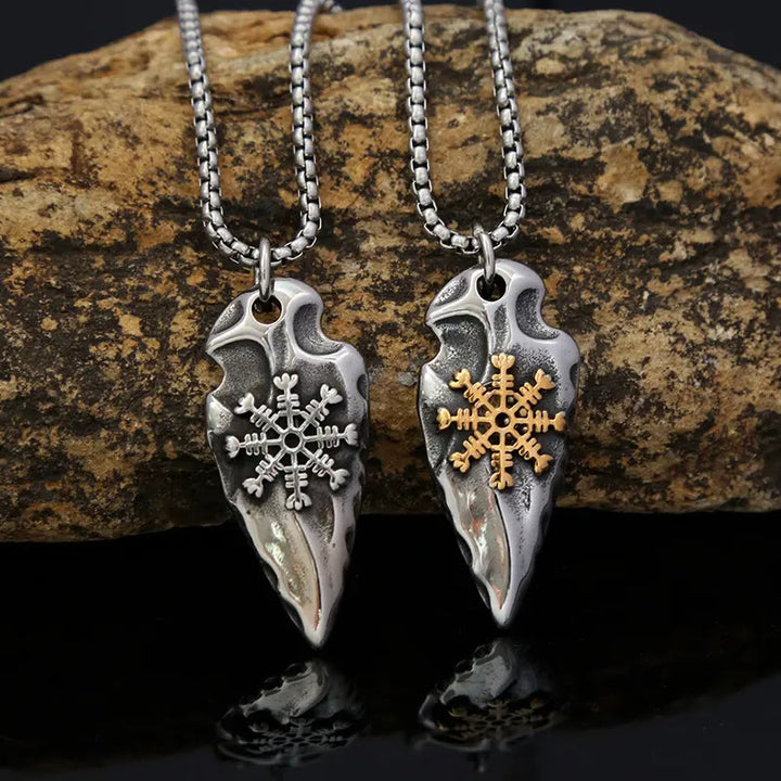 WorldNorse Viking Arrowhead Helm Of Awe Shield Necklace