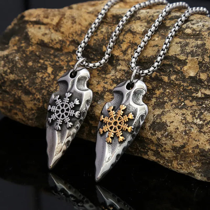 WorldNorse Viking Arrowhead Helm Of Awe Shield Necklace