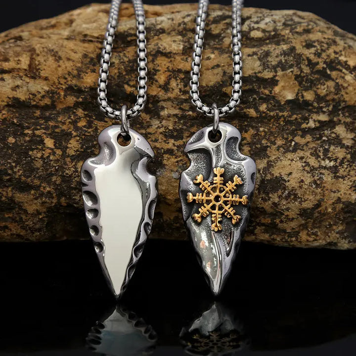 WorldNorse Viking Arrowhead Helm Of Awe Shield Necklace