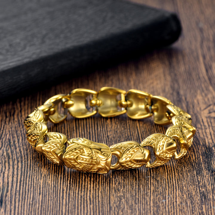 WorldNorse The Gilded Serpent Scale Viking Bracelet - Gold - 23cm - image 9
