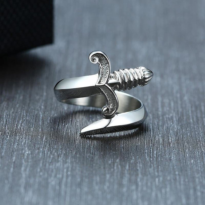 WorldNorse Bending Sword Steel Dagger Ring