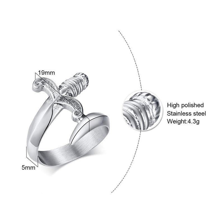 WorldNorse Bending Sword Steel Dagger Ring