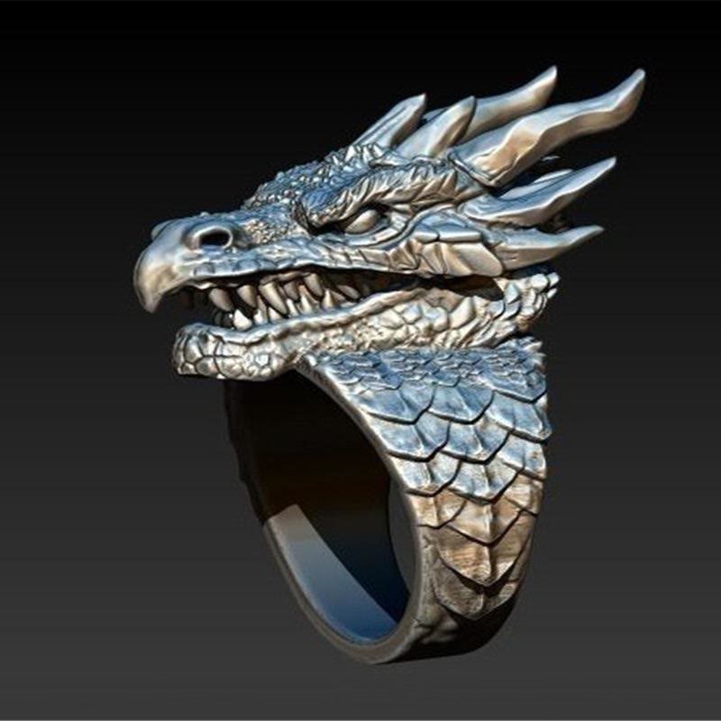 WorldNorse Jormungandr Dragon Head Viking Ring - UK Size Z（US 13) - image 0