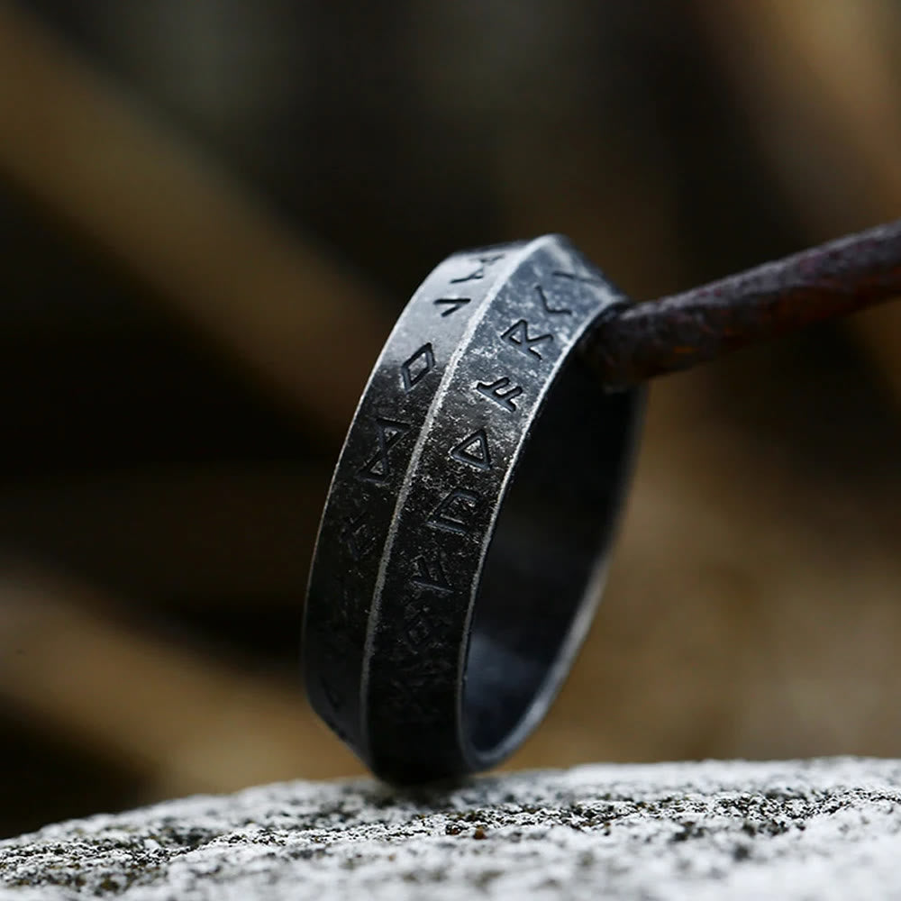 WorldNorse Vintage Viking Rune Retro Silver Black Ring - Retro Black - UK Size Z（US 13) - image 2